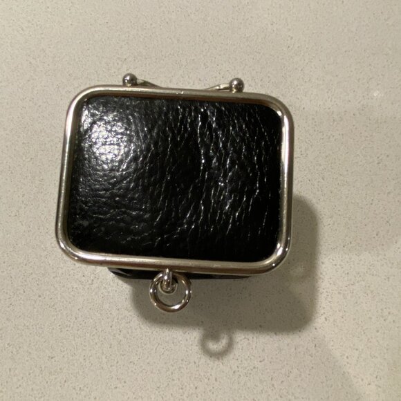 DANIER LEATHER BLACK COIN POUCH COLLAPSIBLE PREOWNED - Picture 3 of 13